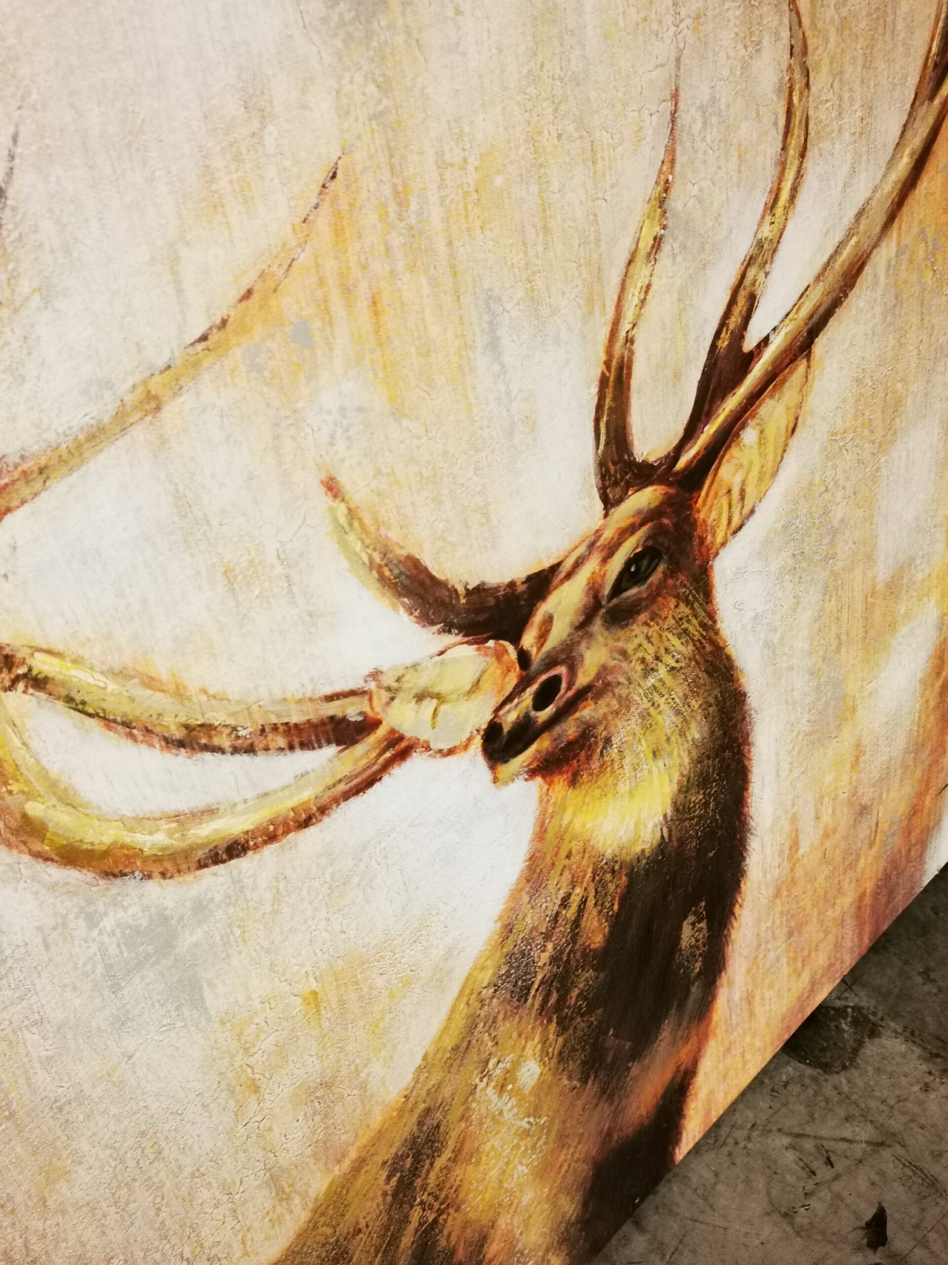 Wanddecoratie / Olie schilderij op linnen - Hert - 90x90 cm - Afbeelding 2