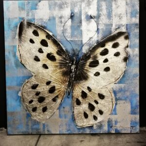 Wanddecoratie / Olie schilderij op linnen - Vlinder - 100x100 cm
