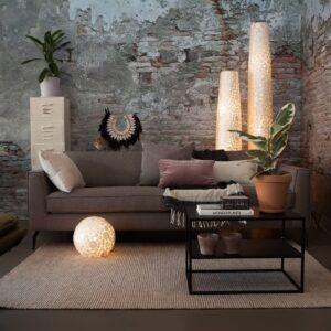 Tafellamp Coin White - Staande bol - Schelpenlamp 40 cm