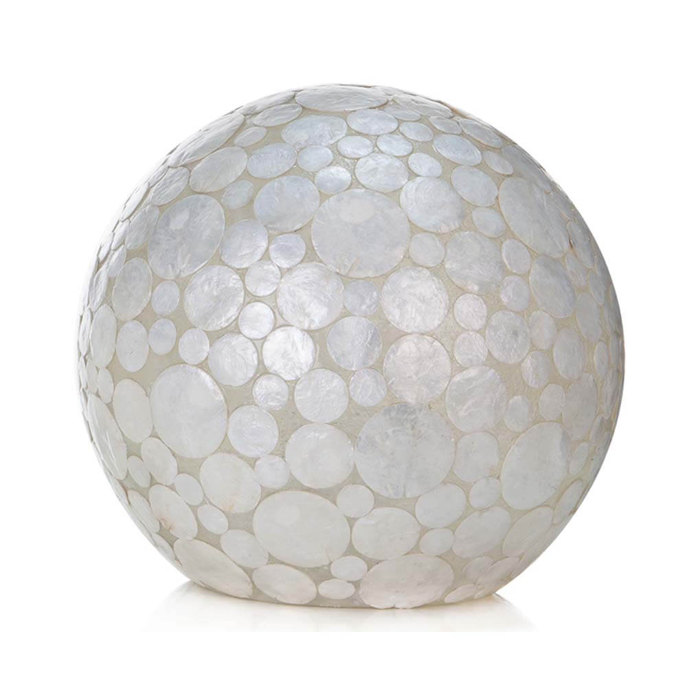 Tafellamp Coin White - Staande bol - Schelpenlamp 30 cm - Afbeelding 3