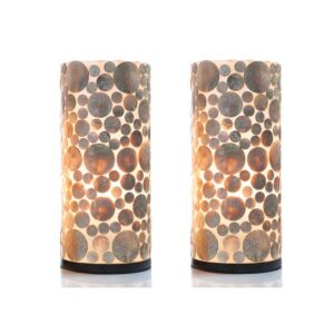 Tafellamp Coin Gold - Cilinder - Schelpenlamp 30 cm