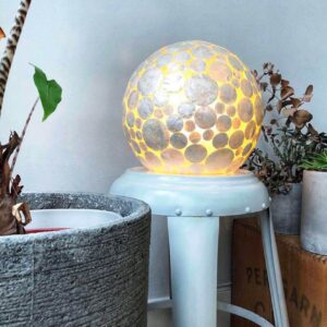Tafellamp Coin White - Staande bol - Schelpenlamp 30 cm