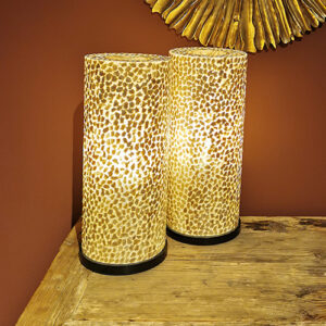Tafellamp Wangi Gold - Cilinder - Schelpenlamp 40 cm