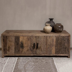TV dressoir primitief oud railway hout 2 deurs