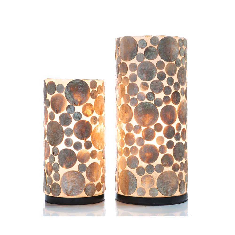 Tafellamp Coin Gold - Cilinder - Schelpenlamp 30 cm - Afbeelding 4