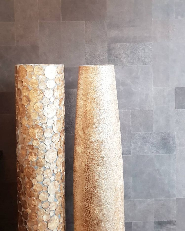 Vloerlamp Coin Gold - Cilinder - Schelpenlamp 150 cm - Afbeelding 2