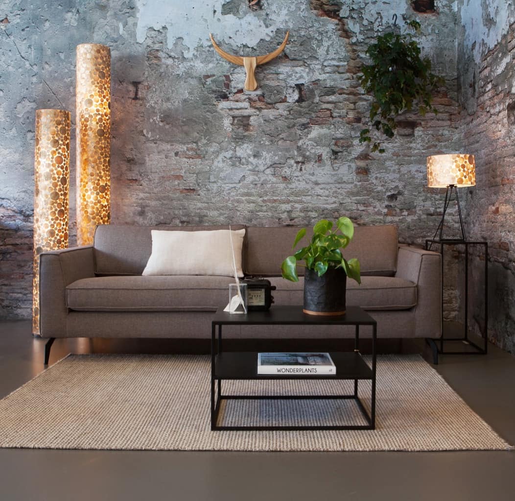 Vloerlamp Coin Gold - Cilinder - Schelpenlamp 150 cm - Afbeelding 5