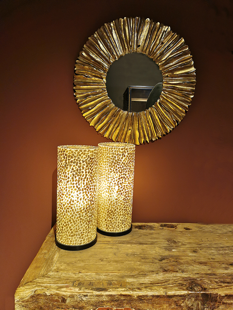 Tafellamp Wangi Gold - Cilinder - Schelpenlamp 40 cm - Afbeelding 2