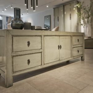 TV dressoir gelakt Vergrijsd Jade groen - 4 lades en 2 deuren - 170 cm