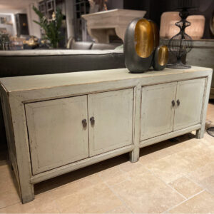 TV dressoir gelakt Vergrijsd Jade groen - 4 deuren - 160 cm