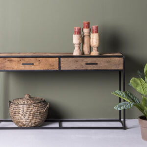 Side table Railway hout met 2 lades