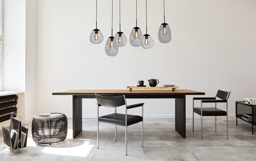 Lamp Lava met 6 helder glazen lichtpunten
