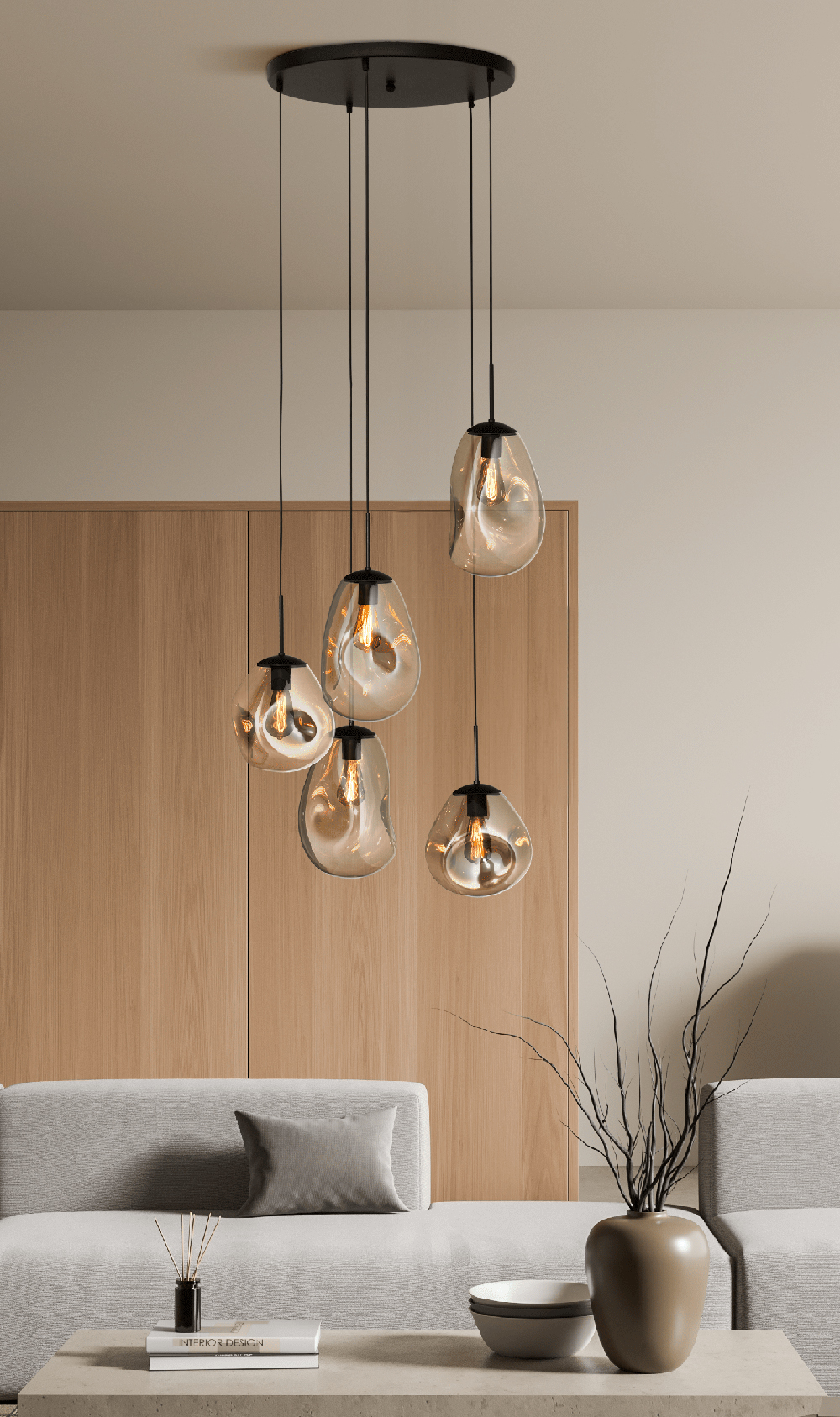 Hanglamp Lava - 5 lichtpunten - 50 cm rond