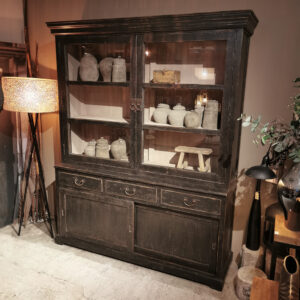 Vitrinekast Koeno - Old black - 175x53x225 cm