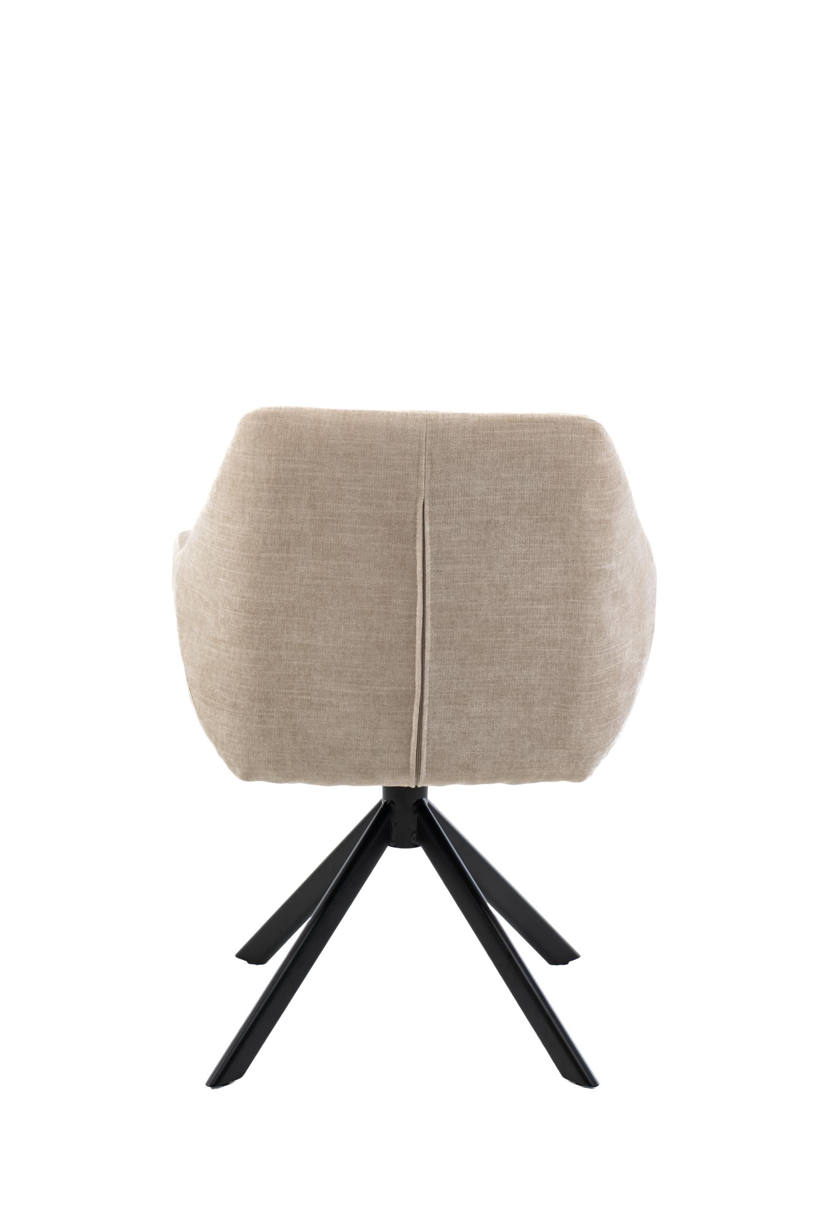 Madrid-eettafelstoel-Milan-Beige-360-Zwarte-draaivoet
