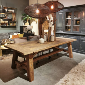 Oud eiken eetkamertafel - 260x100 cm