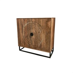 Lage wandkast Maya - handgesneden mangohout - 2 deuren - 90x45x80 cm