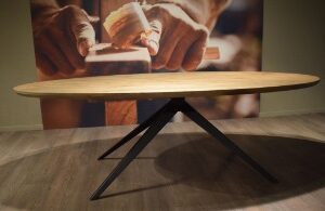 Eetkamertafel Ovaal - Verjongd eikenhout 3 cm - Meerdere varianten mogelijk