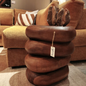 Draaibare bijzettafel Facundo - Naturel Suar hout - 45x31x48 cm