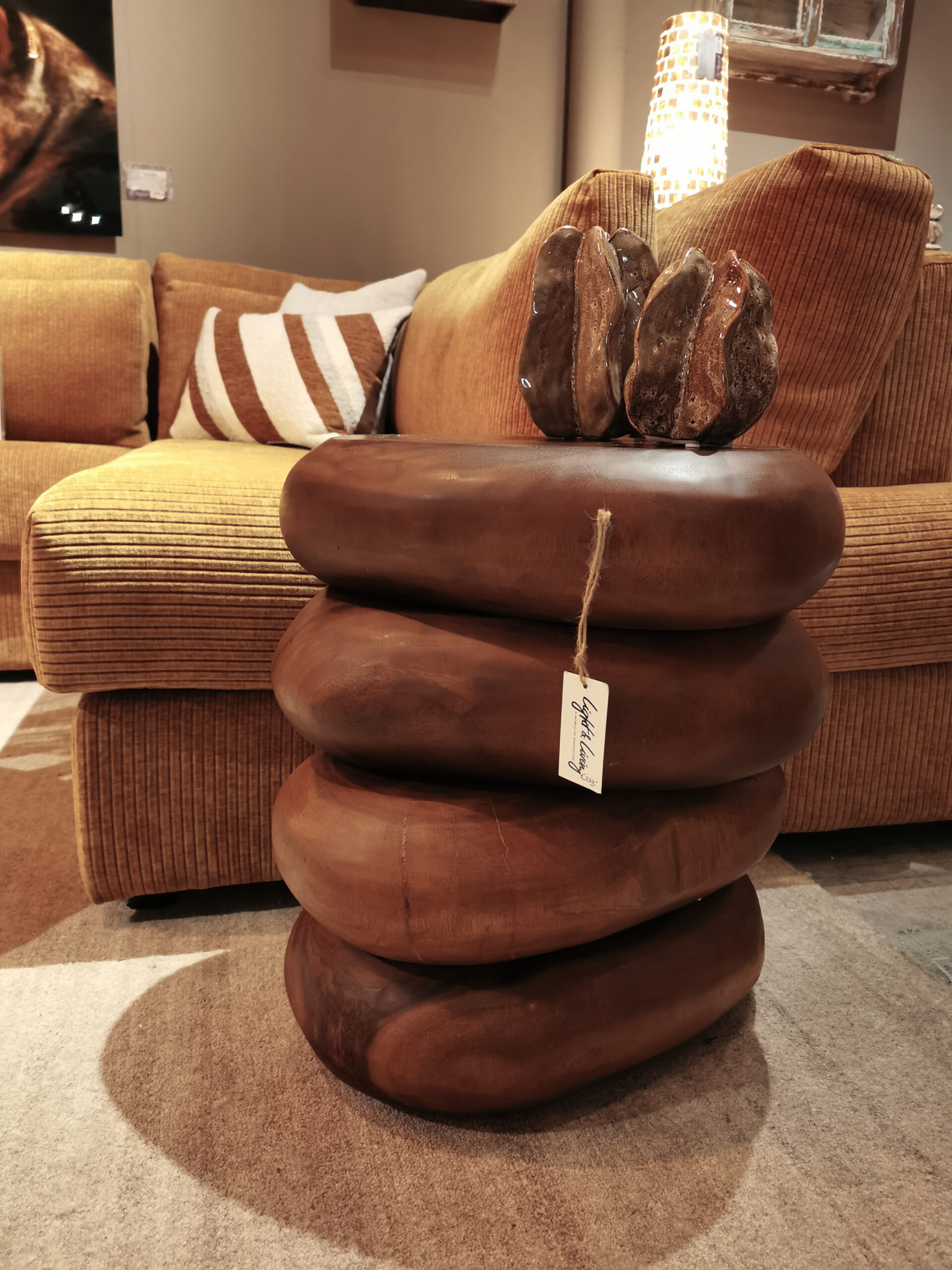 Draaibare bijzettafel Facundo - Naturel Suar hout - 45x31x48 cm