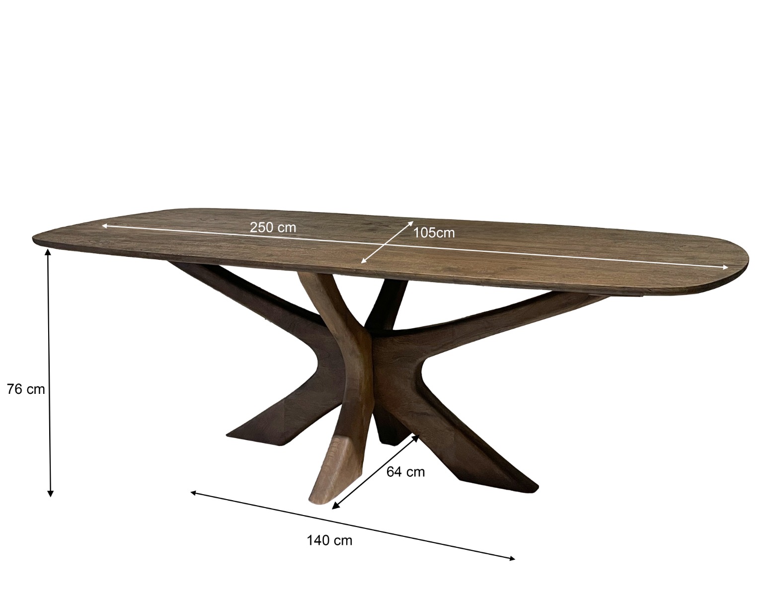 Montraux eettafel 250 cm Bruin