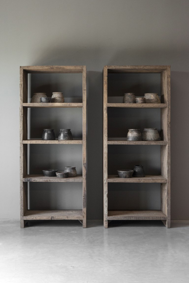 Boekenkast van oud railway hout 80x40x200 cm