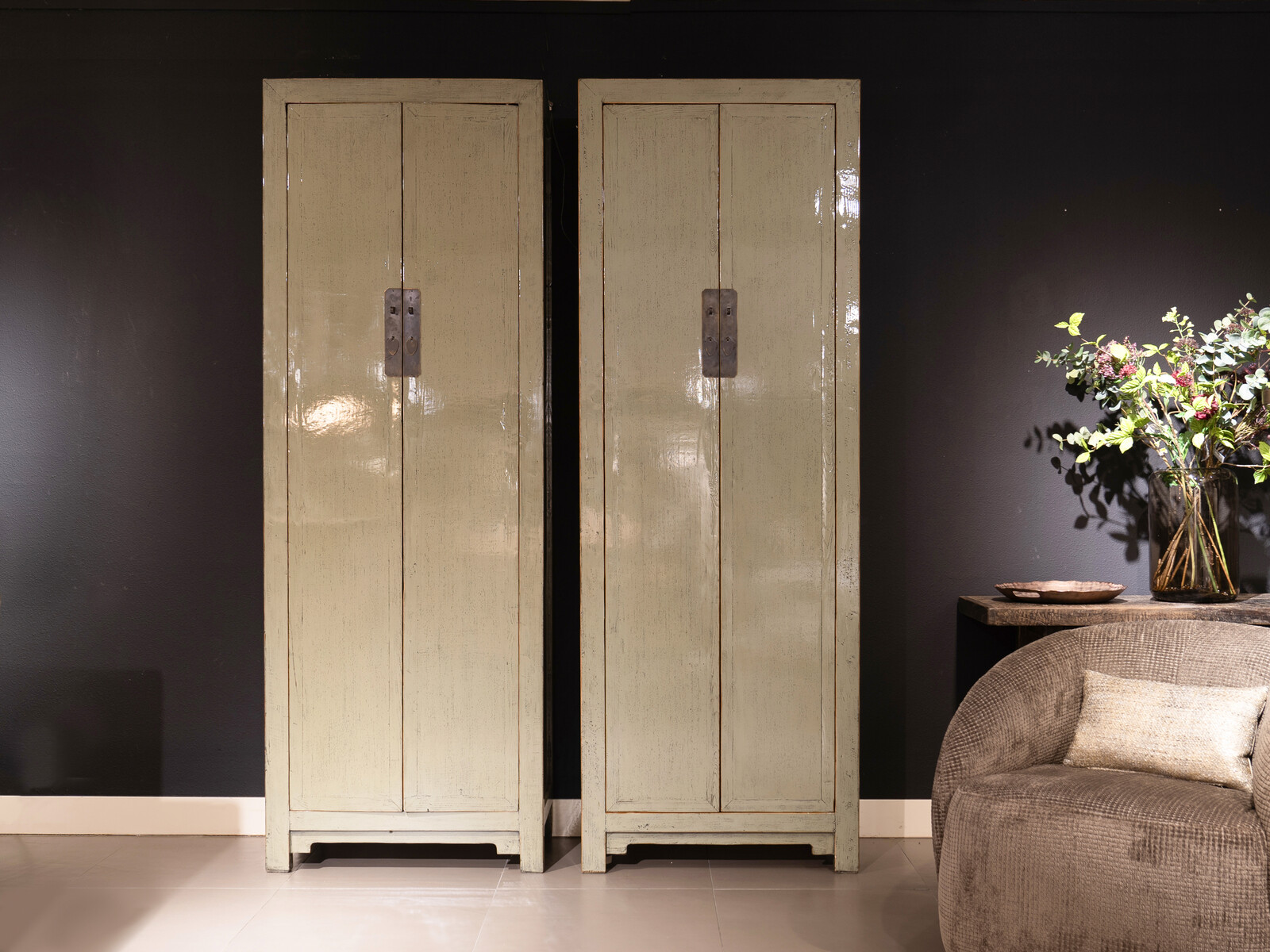 Hoge kast Jade groen - 80x42x225 cm