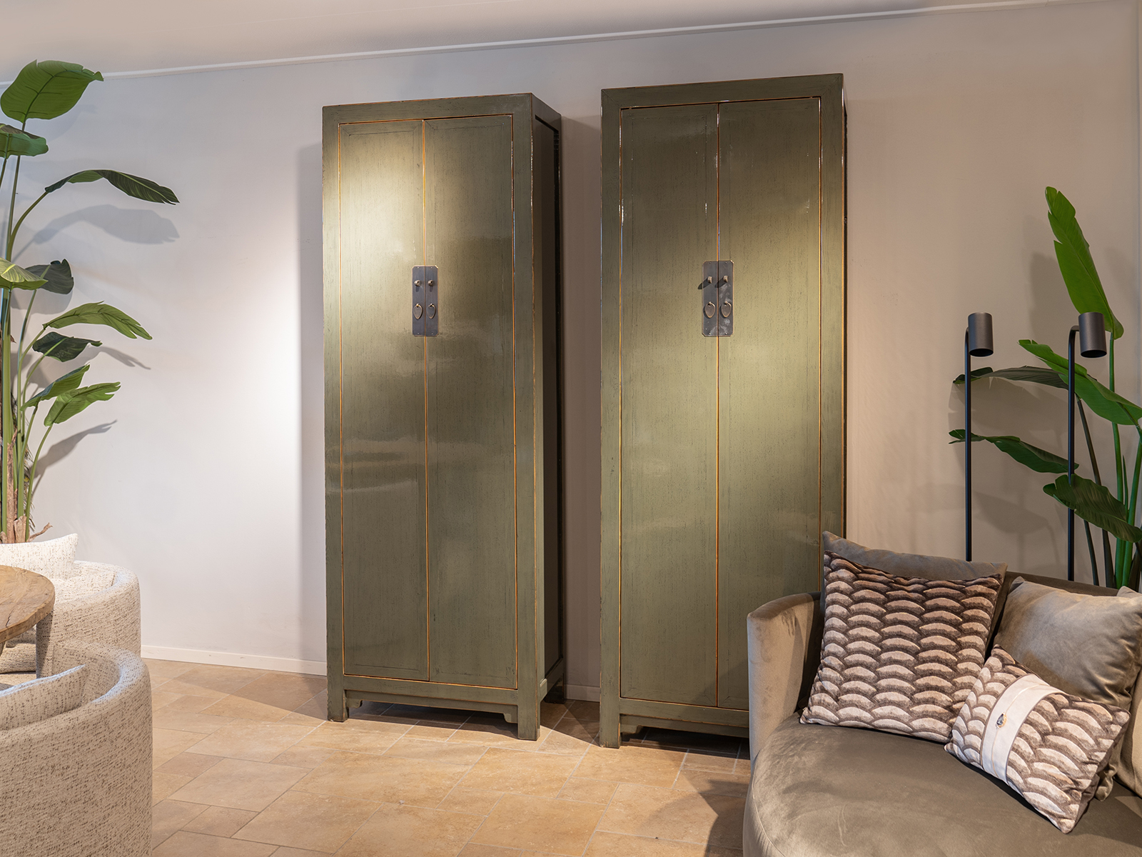 Hoge wandkast Hunter groen - 80x42x225 cm
