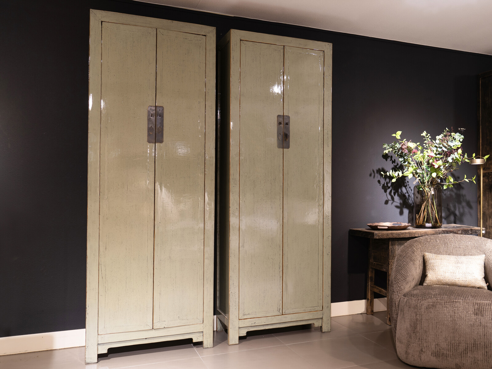 Hoge wandkast Jade groen - 80x42x225 cm