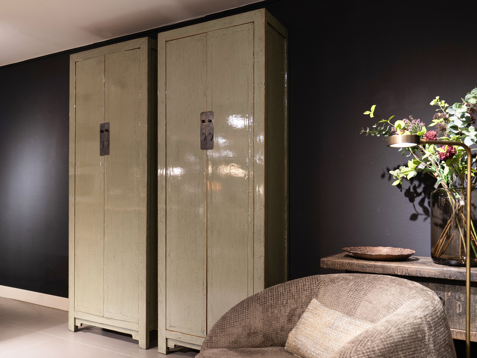 Hoogglans kast groen Jade - 80x42x225 cm